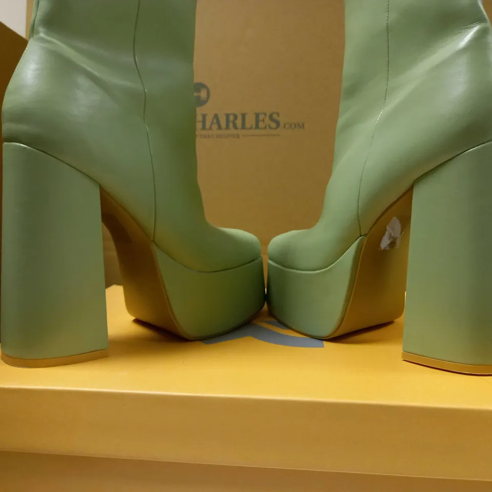 KOI SAGE PLATFORM HEELED ANKLE VEGAN BOOTS - SIZE 6