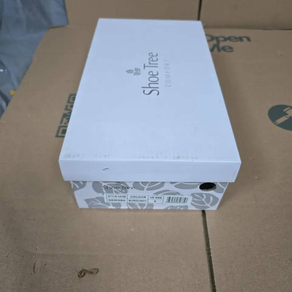 SHOE TREE NERISSA BURGUNDY LEATHER & SUEDE LOAFERS – UK 6