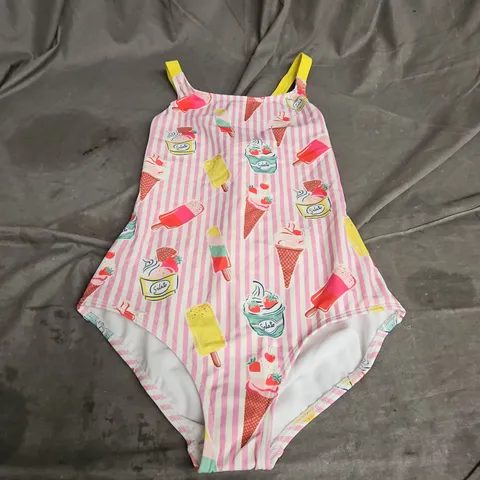 MINI BODEN SWIMSUIT IN PINK STRIPE ICE CREAM SIZE 9-10YRS
