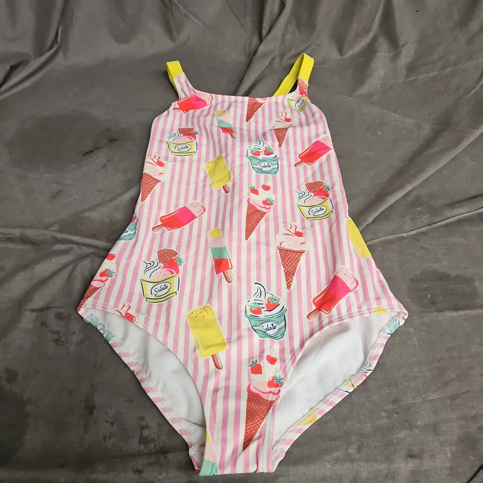 MINI BODEN SWIMSUIT IN PINK STRIPE ICE CREAM SIZE 9-10YRS
