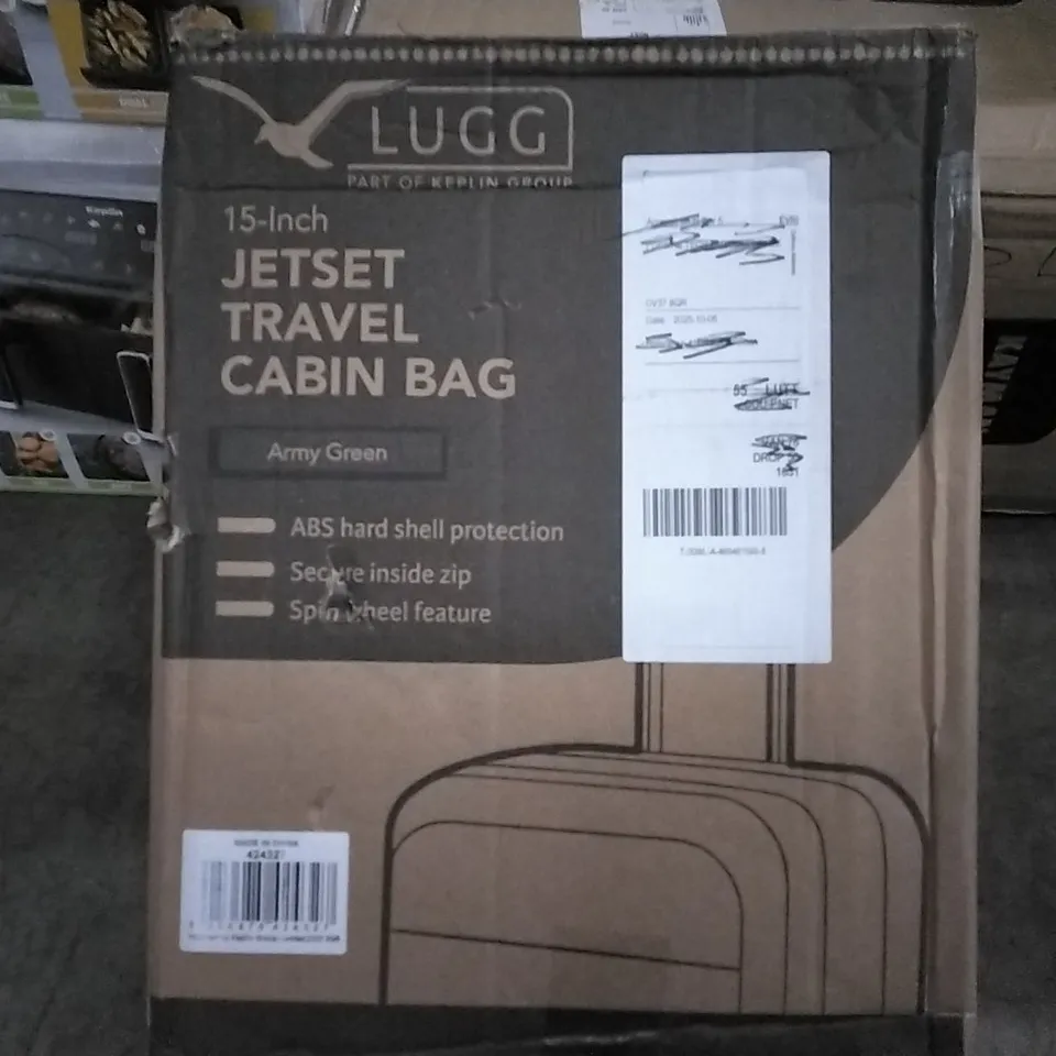 BOXED 15 INCH JET-SET TRAVEL CABIN BAG ARMY GREEN