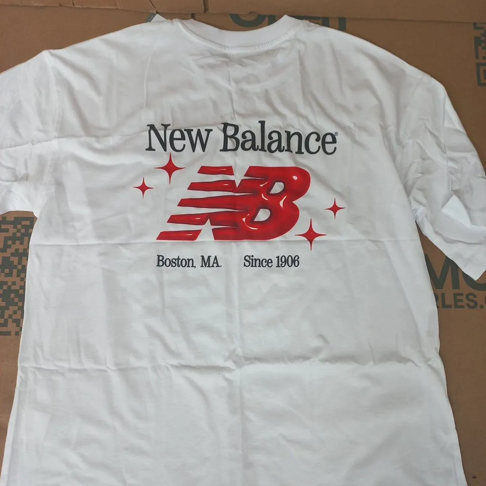 NEW BALANCE SHORT SLEEVE CREW NECK T-SHIRT IN WHITE SIZE SMALL
