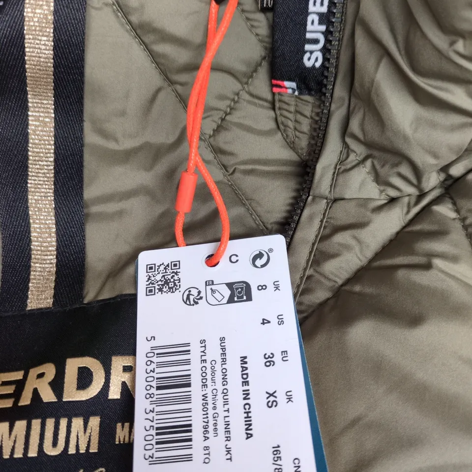 SUPERDRY PREMIUM QUILTED PUFFER JACKET – OLIVE GREEN, UK 8