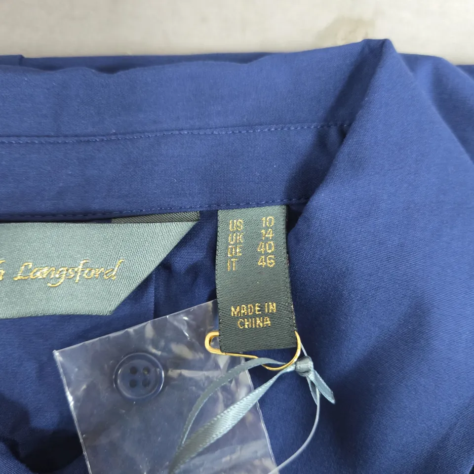 RUTH LANGSFORD FASHION WOMEN'S BLUE SHIRT, UK 14 (US 10) – BUTTON FRONT