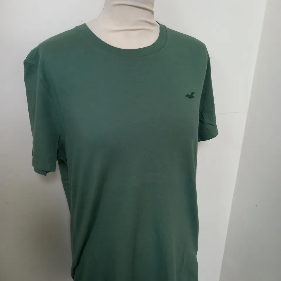 HOLLISTER CASUAL LOGO T-SHIRT IN GREEN SIZE M