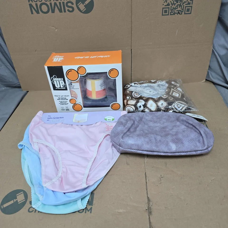 BOX OF APPROXIMATELY 20 ASSORTED HOUSEHOLD ITEMS TO INCLUDE BUBBLE UP SET, HAND BAG, CLOTHING ETC