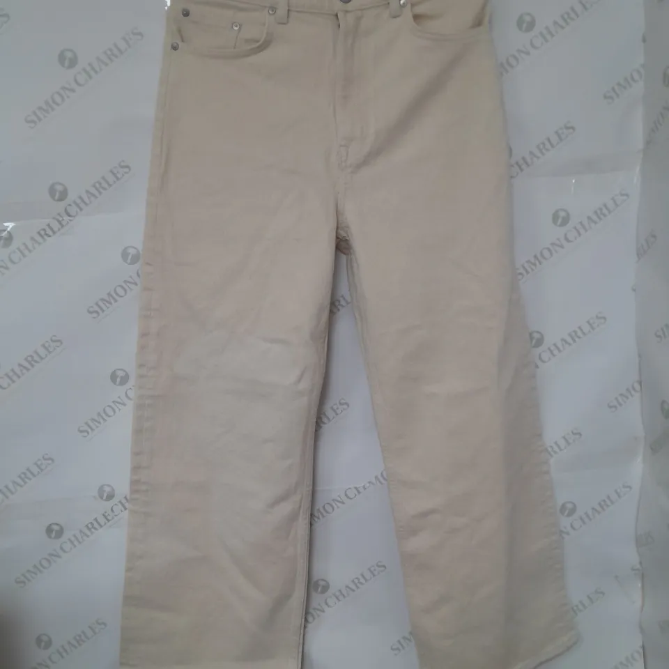 LOS ANGELES ATELIER HIGH WAIST WIDE LEG STRETCH JEANS IN BEIGE SIZE 6