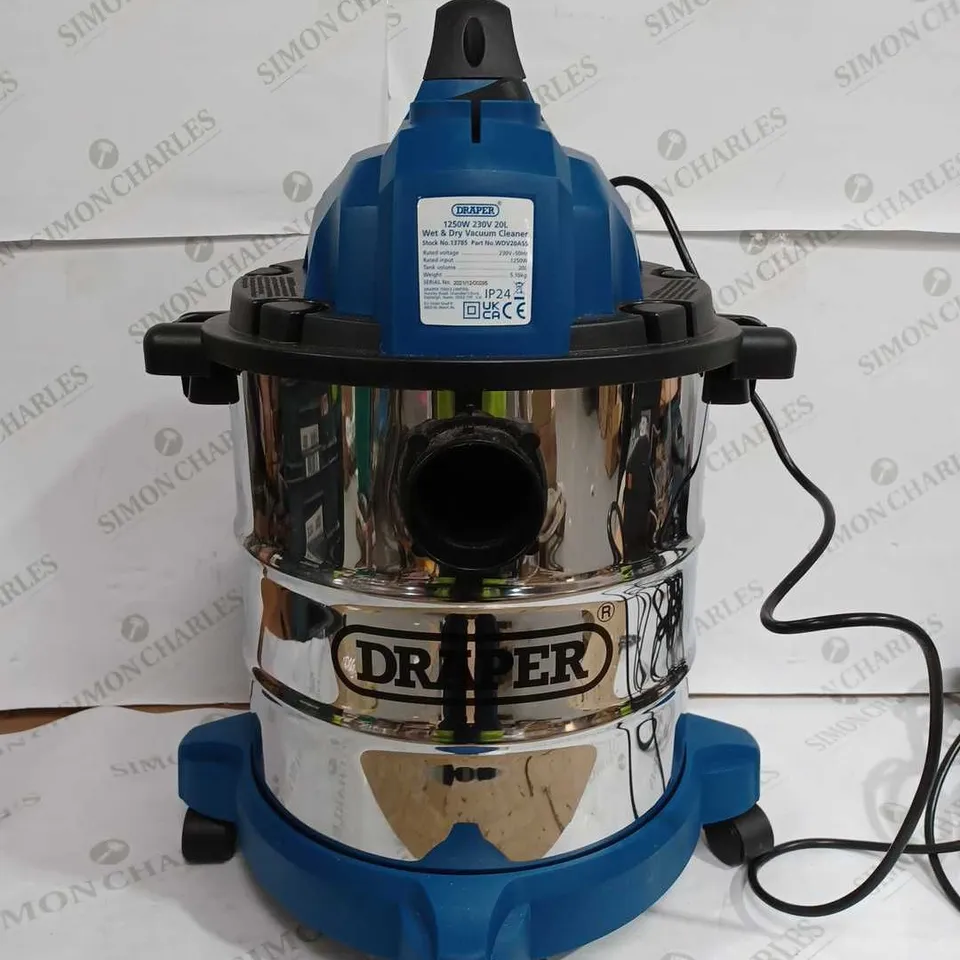 DRAPER 20L 1250W 230V WET & DRY VACUUM CLEANER 