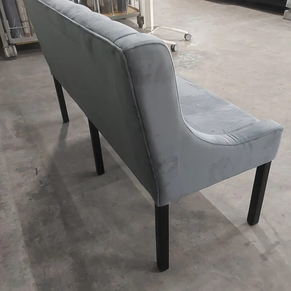 DESIGNER KITCHEN BACK-TO-WALL VELVET UPHOLSTERED KITCHEN BENCH - GREY
