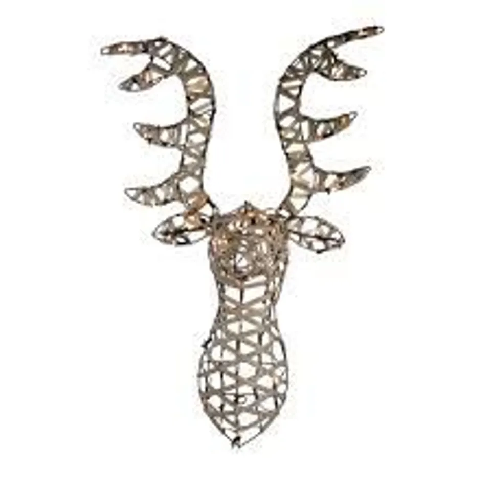 HOME STORIES PRE LIT 70CM RATTAN STAG HEAD