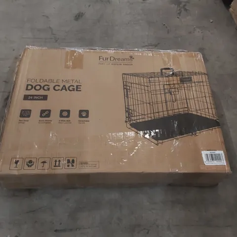 BOXED FURDREAMS 24" FOLDING METAL DOG CAGE
