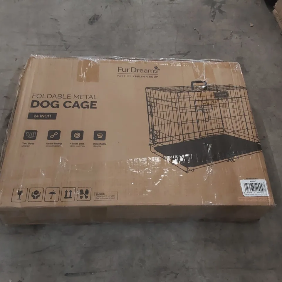 BOXED FURDREAMS 24" FOLDING METAL DOG CAGE