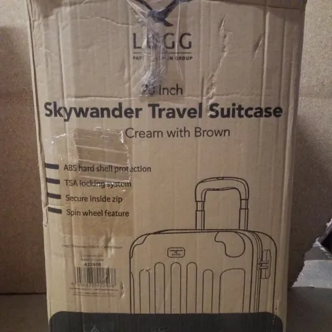 BOXED LUGG SKYWANDER 20" TRAVEL LUGGAGE - CREAM WITH BROWN 