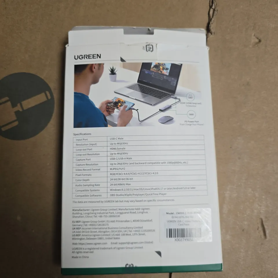 UGREEN USB-C VIDEO CAPTURE CARD – 2K 30HZ / 4K 30HZ LOOP-OUT