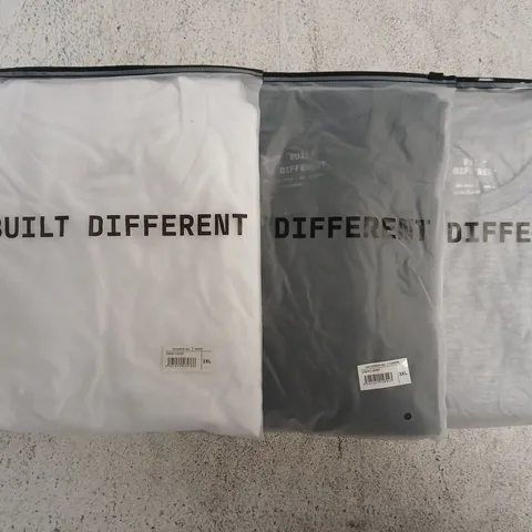 SET OF APPROXIMATELY 10 ASSORTED BUILT DIFFERENT T-SHIRTS/SHIRTS IN VARIOUS COLOURS AND SIZES