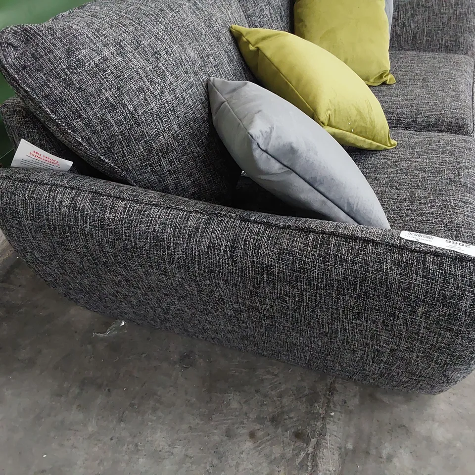 DESIGNER TWO SEATER RETRO STYLE SOFA CHARCOAL FABRIC 