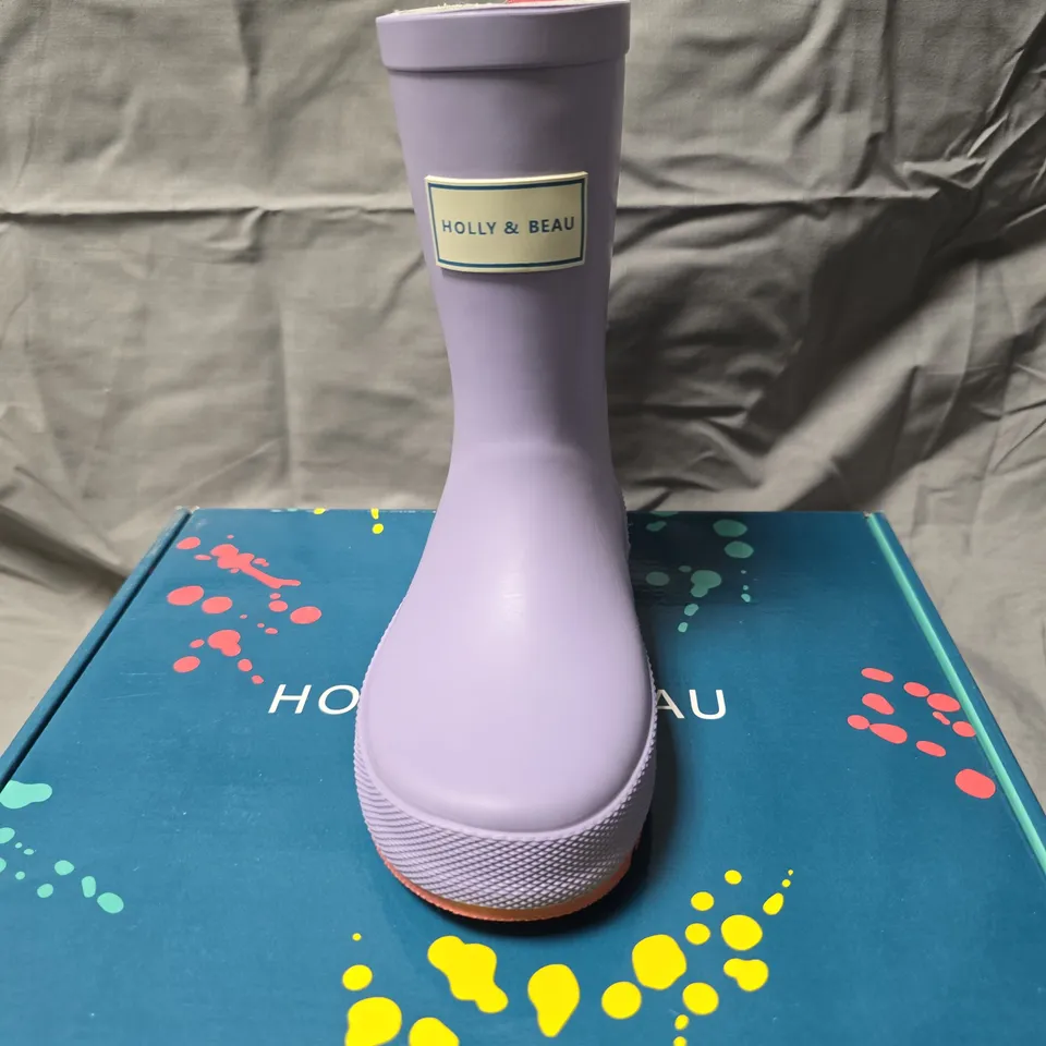 HOLLY & BEAU MAUVE RAIN BOOTS – KIDS, UK9 (EU27/US10) BOXED