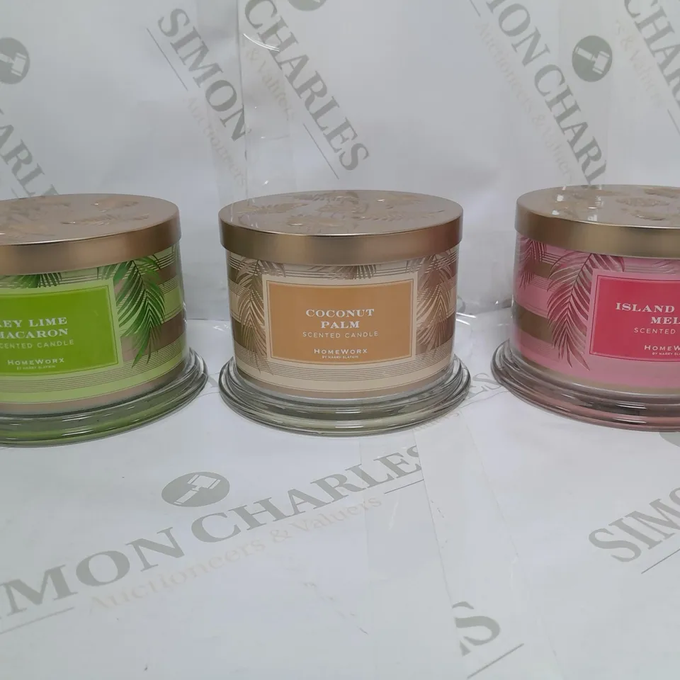 HOMEWORX BY HARRY SLATKIN & CO SET OF 3 TROPICAL ISLAND 3 WICK CANDLES