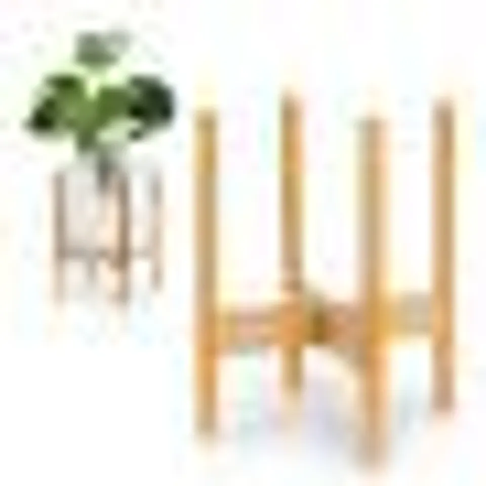 FOX & FERN MID CENTURY MODERN PLANT STAND - RAISED BAMBOO PLANTER STAND FOR PLANTERS UP TO 11.8 INCHES WIDE NOT INCLUDED