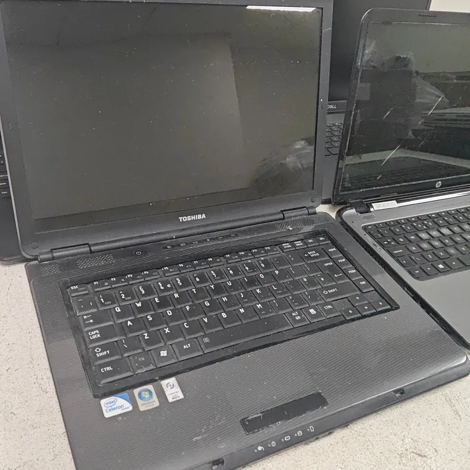 LOT OF 4 ASSORTED LAPTOPS TO INCLUDE HP, TOSHIBA AND DELL