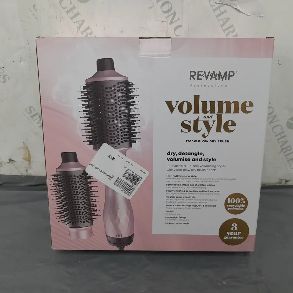 BOXED REVAMP PROFESSIONAL VOLUME AND STYLE 1200W BLOW DRY BRUSH INNOVATIVE ALL IN ONE VOLUMISONG STYLER