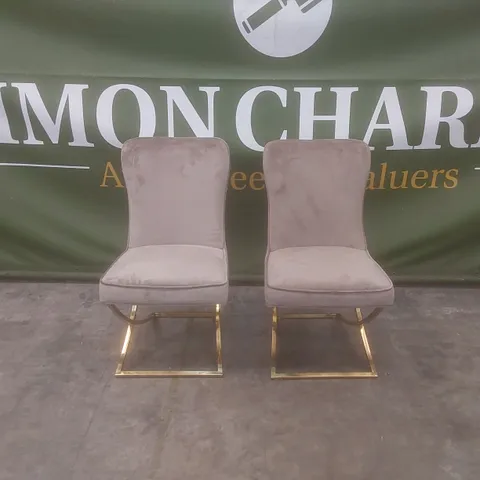 SET OF 2 DESIGNER VELVET UPHOLSTERED DINING CHAIRS
