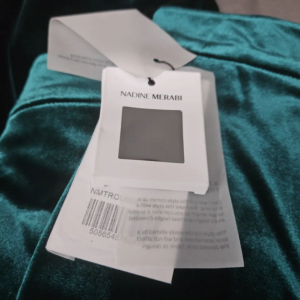 NADINE MERABI VELVET TEAL TROUSERS – UK 14 (US 10, EUR 42)