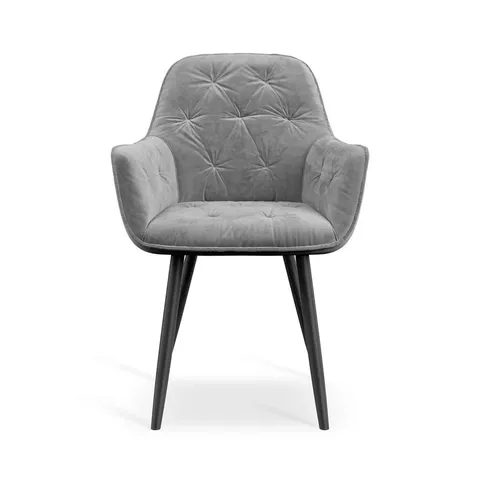 BOXED SET OF 2 ANIKA VELVET DINING CHAIRS IN GREY (1 BOX)