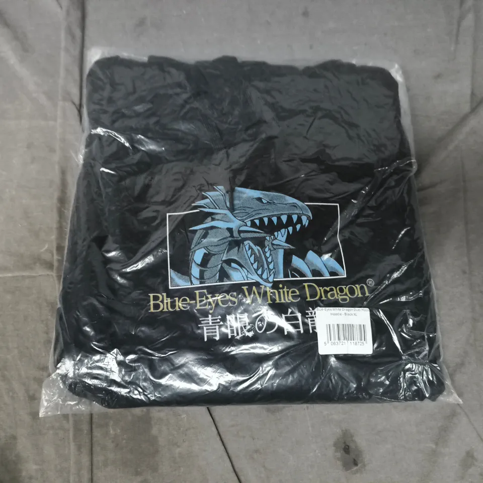 YU-GI-OH BLUE EYES WHITE DRAGON DUEL MODE HOODIE IN BLACK SIZE XL