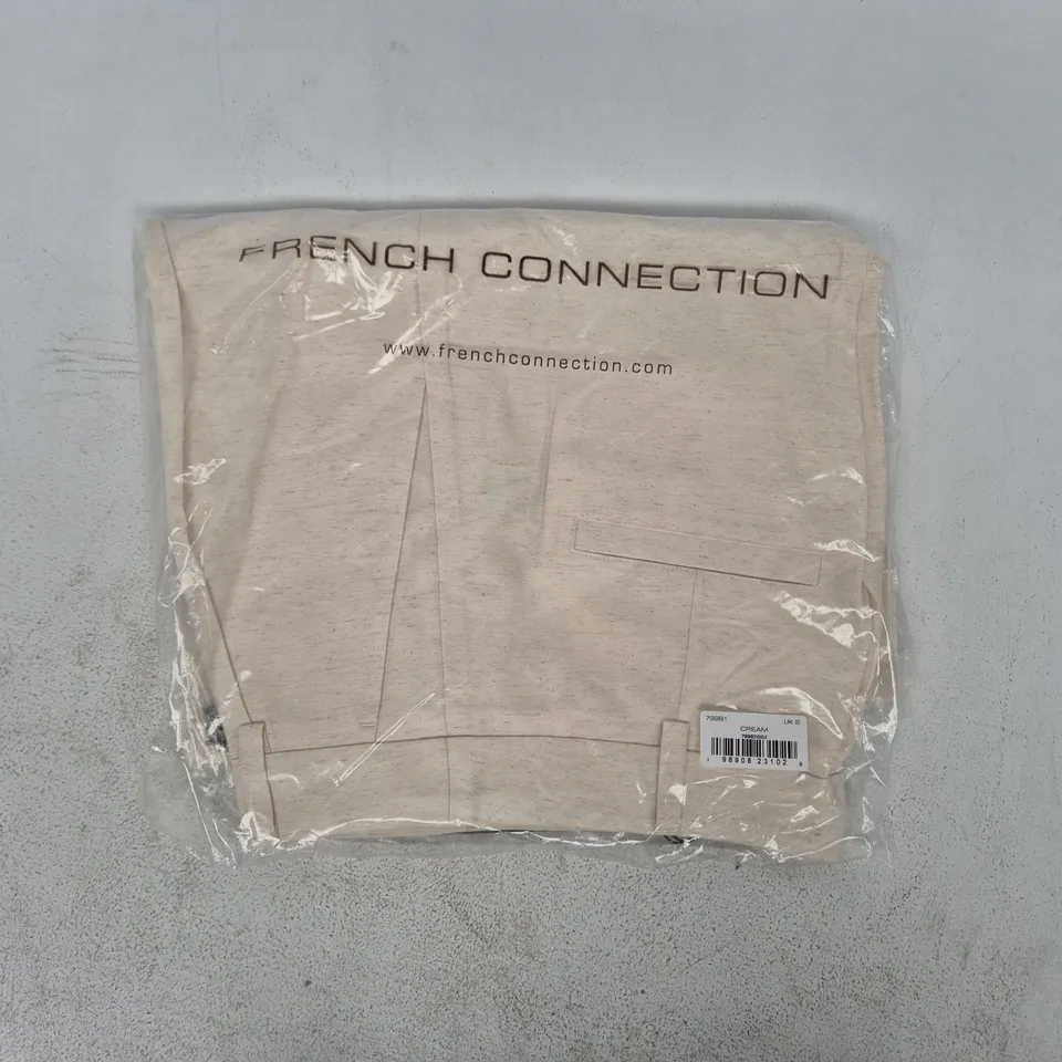 BAGGED FRENCH CONNECTION TROUSERS IN CREAM SIZE UK 8