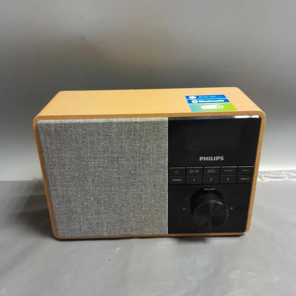 PHILIPS DAB+ BLUETOOTH PORTABLE KITCHEN RADIO WITH TIMER DISPLAY WOODEN HOUSING