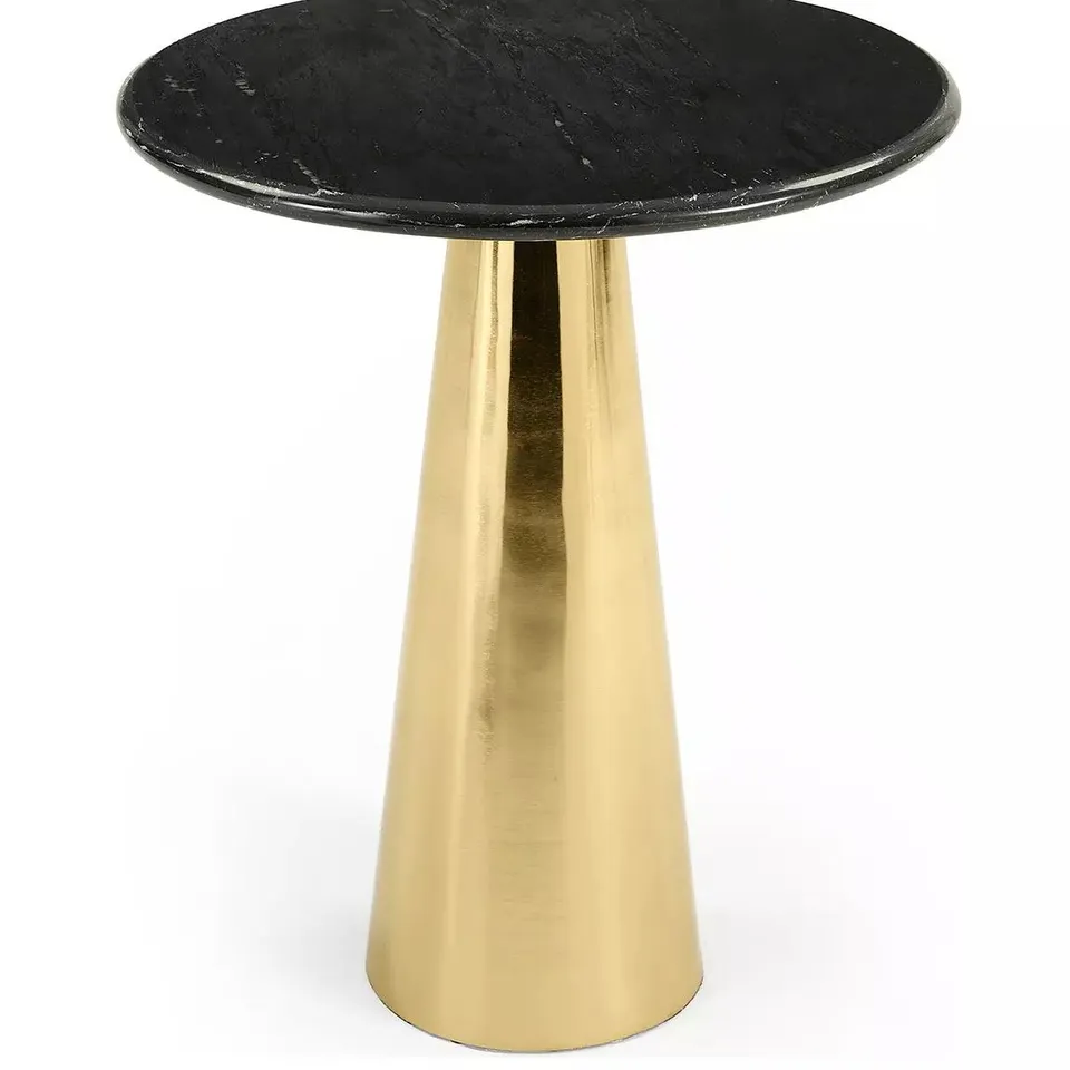 BOXED CONE SIDE TABLE - BRUSHED GOLD/BLACK MARBLE (1 BOX)