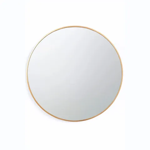 BOXED NEO GOLD METAL FRAME ANTI-RUST WALL MOUNTED ROUND MIRROR 50CM