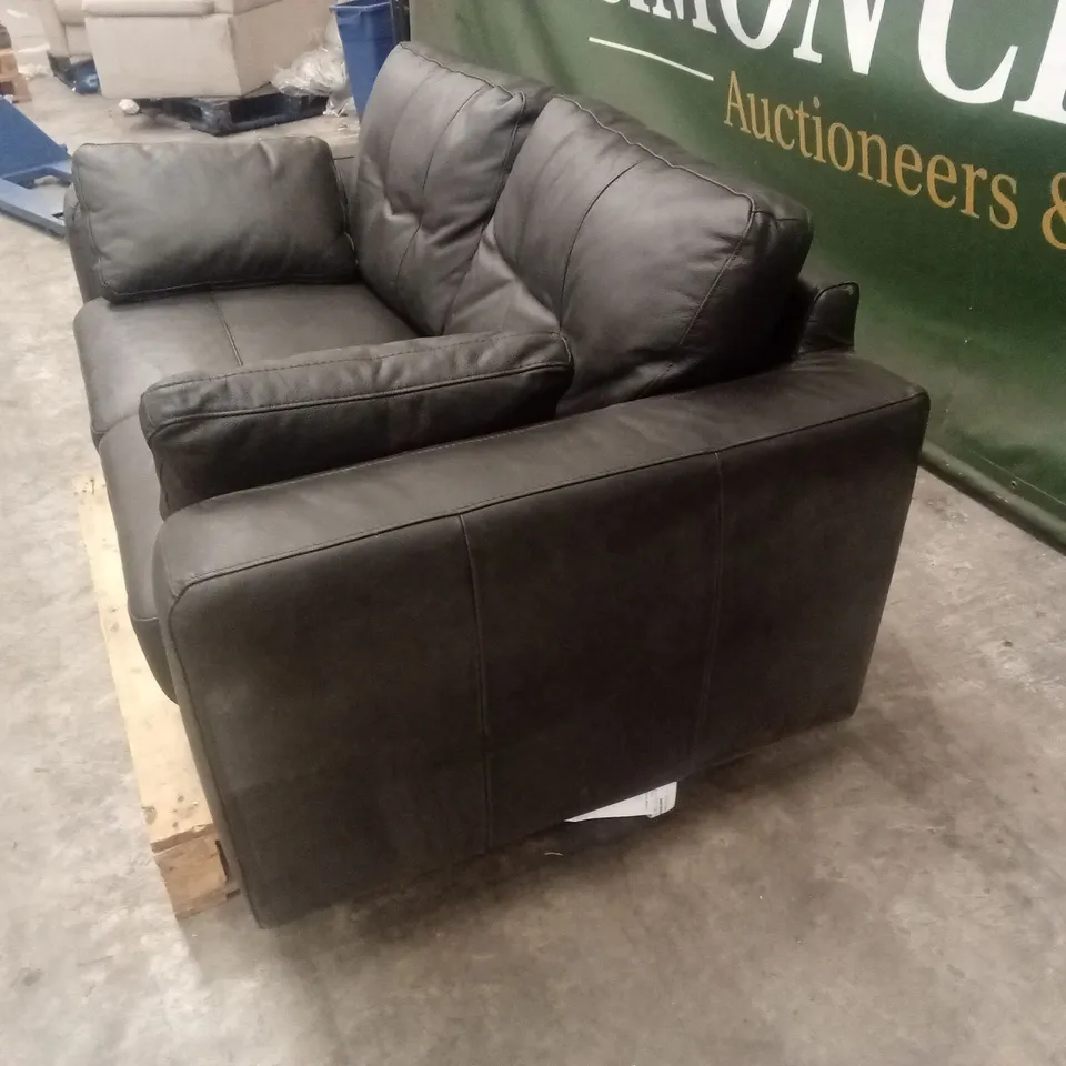 ARDEN ITALIAN LEATHER 2 SEATER SOFA - BLACK RRP £1199