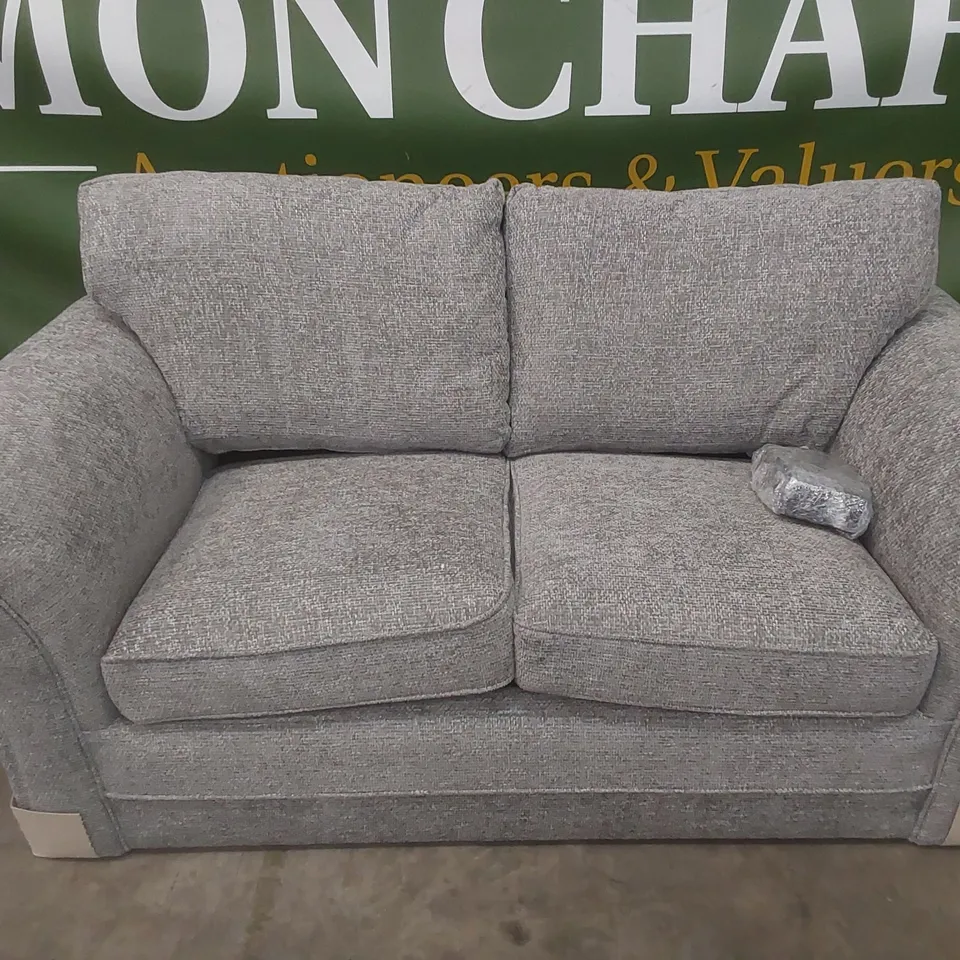 DESIGNER DURY CHUNKY WEAVE FIXED BACK 2 SEATER SOFA - GREY