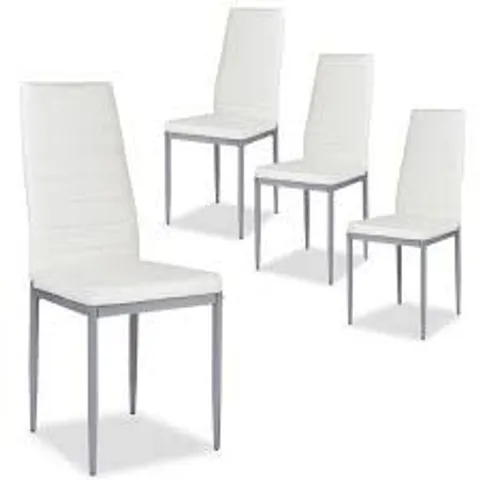 BOXED COSTWAY SET OF 4 DINING CHAIR UPHOLSTERED ARMLESS ACCENT CHAIR HIGH BACK SIDE CHAIR - WHITE