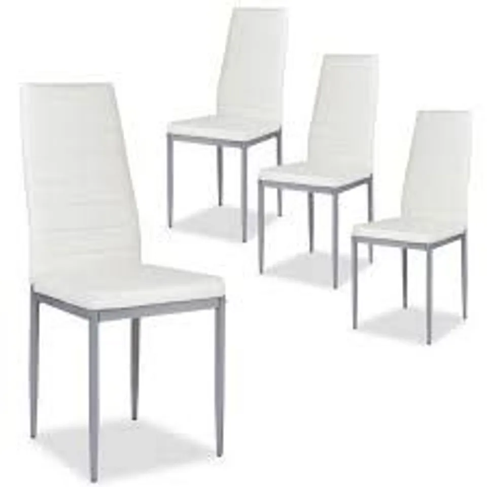 BOXED COSTWAY SET OF 4 DINING CHAIR UPHOLSTERED ARMLESS ACCENT CHAIR HIGH BACK SIDE CHAIR - WHITE