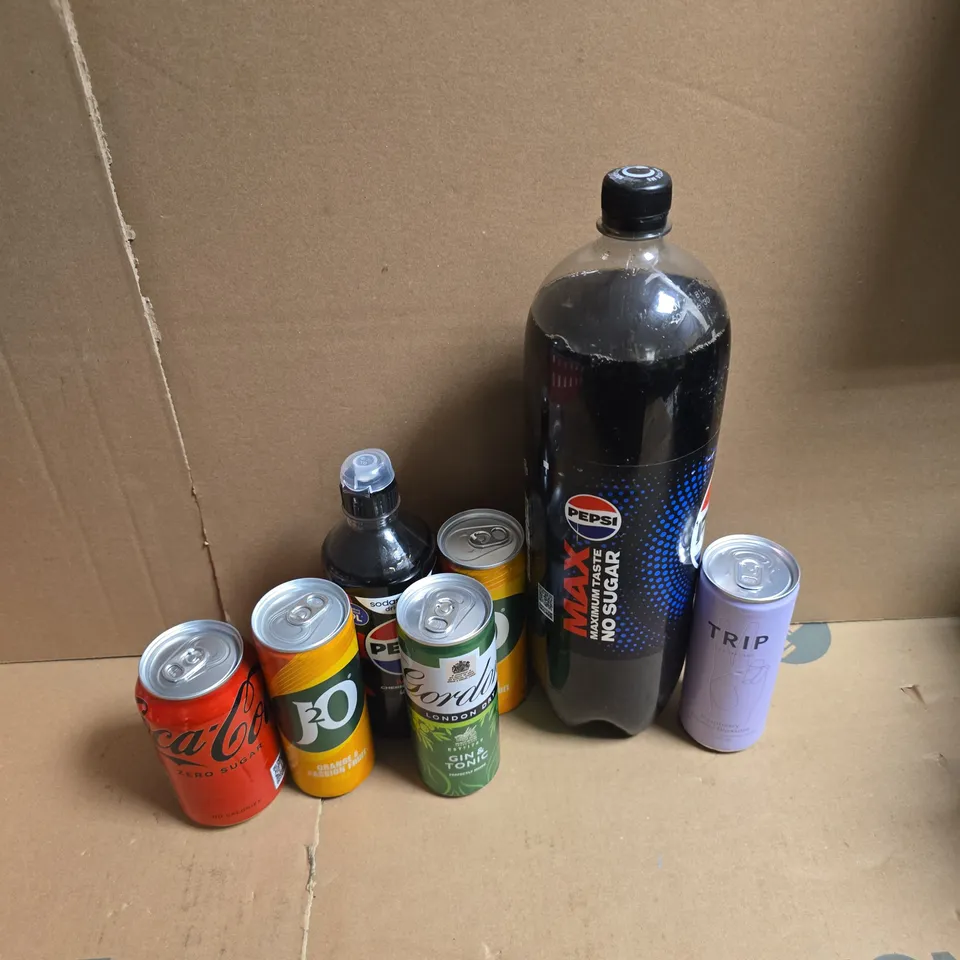 APPROXIMATELY 15 ASSORTED DRINKS TO INCLUDE PEPSI MAX, TRIP RASPBERRY ORANGE BLOSSOM, J20, ETC - COLLECTION ONLY