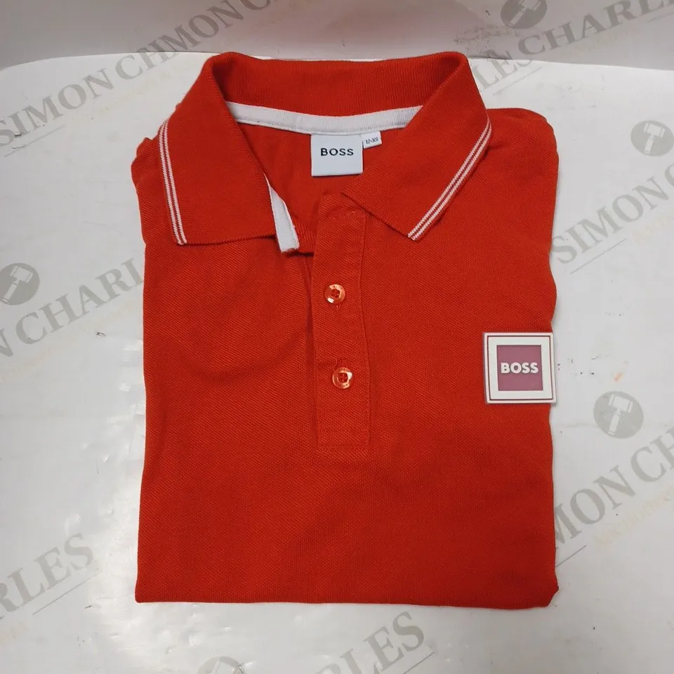 HUGO BOSS ORANGE POLO SHIRT - 12-XS