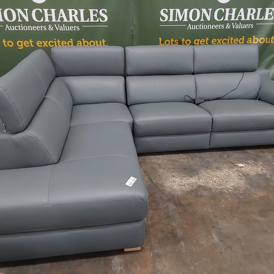 QUALITY ITALIAN DESIGNER RICCARDO POWER RECLINING CHAISE SOFA GREY LEATHER