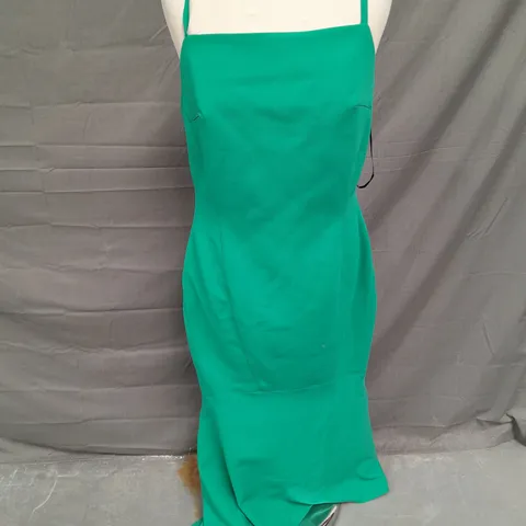 KAREN MILLEN COMPACT STRETCH TAILORED HIGH LOW HEM MIDI DRESS IN EMERALD SIZE 12