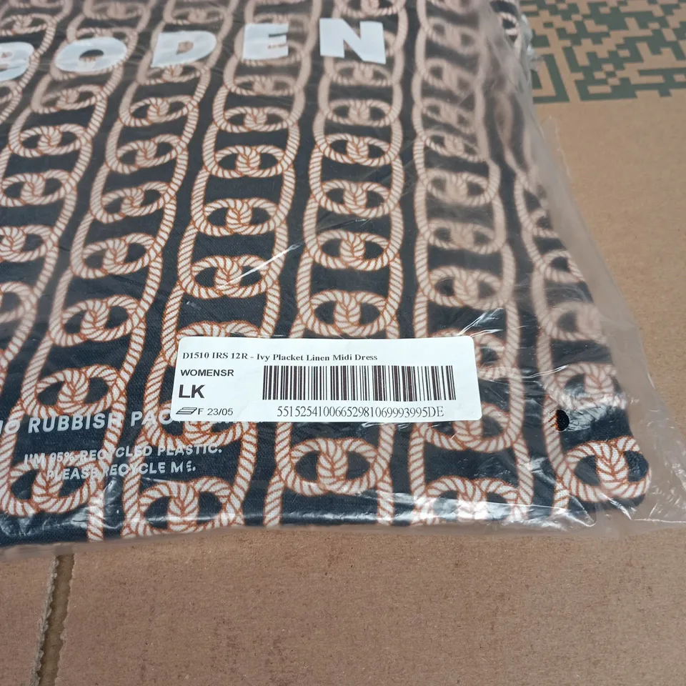 BODEN IVY PLACKET LINEN MIDI DRESS UK 12R
