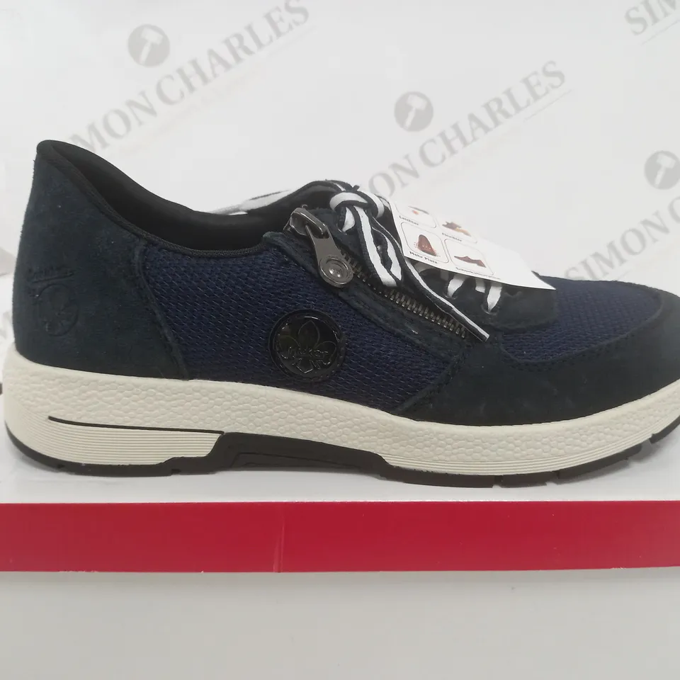 BOXED PAIR OF RIEKER LACE TRAINERS IN NAY UK SIZE 6