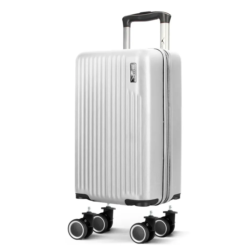 BOXED LUGG 40CM VACAY SUITCASE ABS LUGGAGE, ALUMINIUM TROLLEY HANDLE, 360° SPINNER WHEELS, WATER-RESISTANT & DURABLE MATERIAL - AIRLINE COMPATIBLE (40 X 30 X 20CM)- PEARL