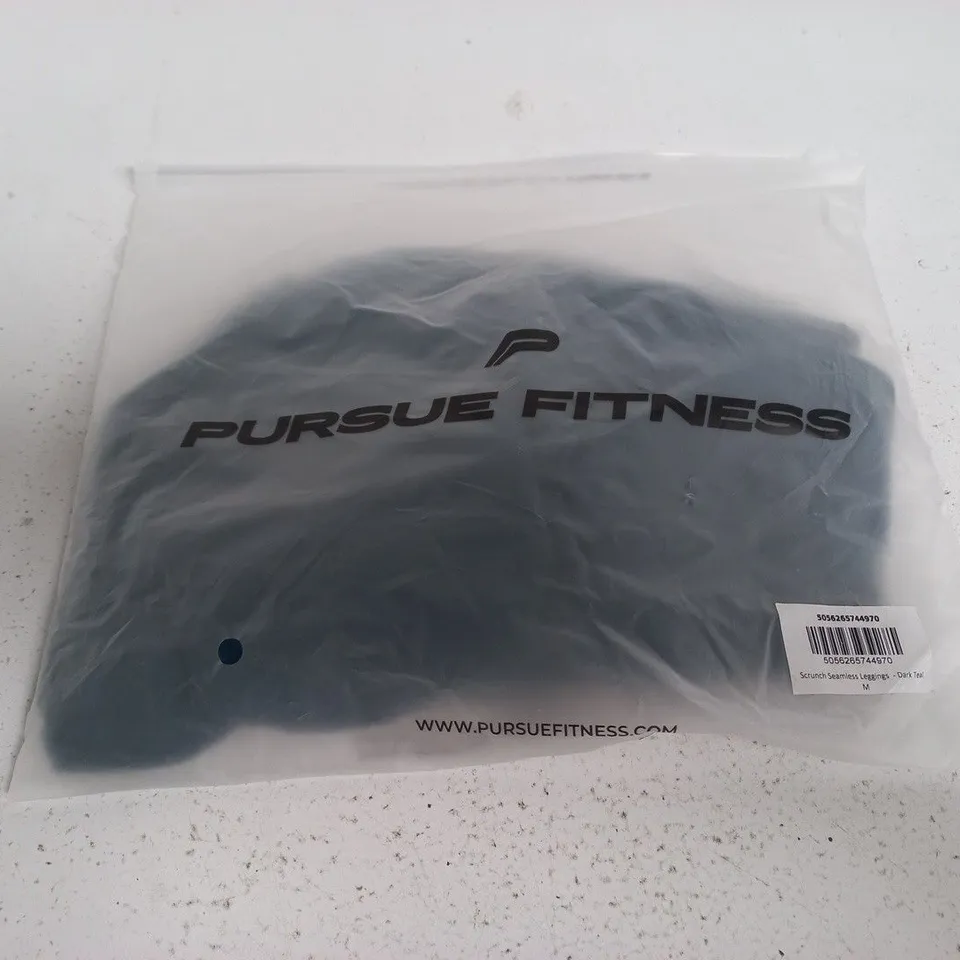 PURSUE FITNESS SCRUNCH SEAMLESS LEGGINGS – DARK TEAL – SIZE M