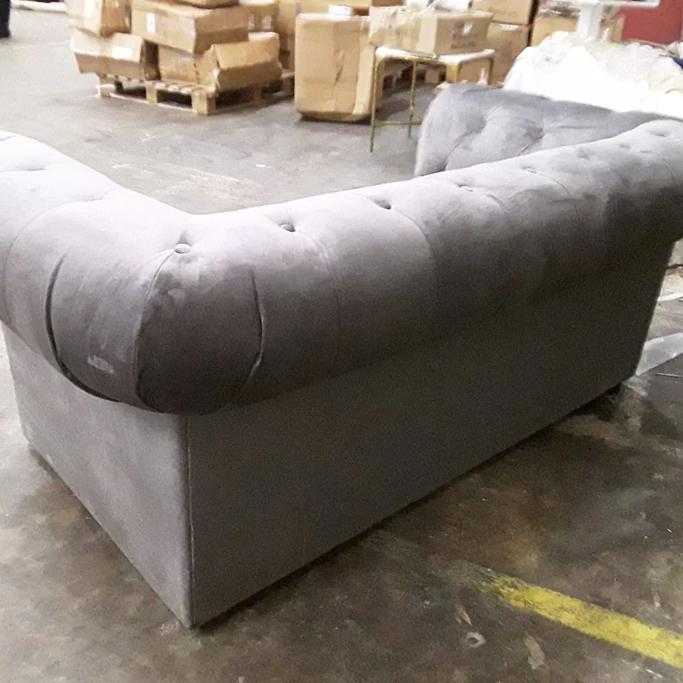 QUALITY DESIGNER AARON 2 SEATER SOFA - CHARCOAL VELVET FABRIC 