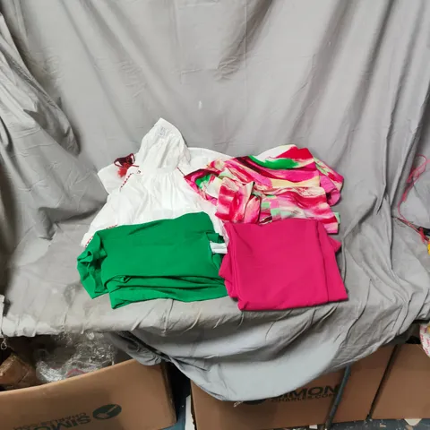 BOX OF APPROXIMATELY 25 ASSORTED CLOTHING ITEMS OF VARIOUS SIZES AND STYLES INCLUDING BRANDS KIM AND CO, D AND CO, FRANK USHER ETC