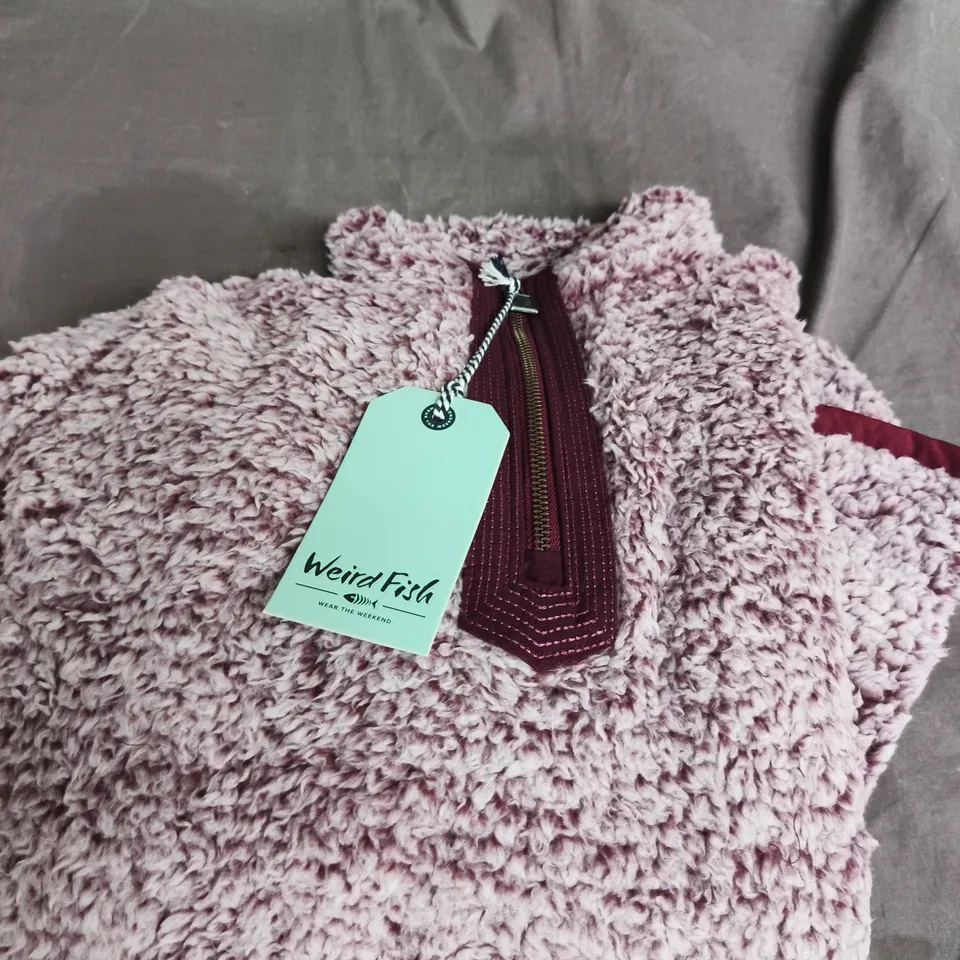 WEIRD FISH MADI COSY 1/4 ZIP FLEECE – AUBERGINE, UK 8