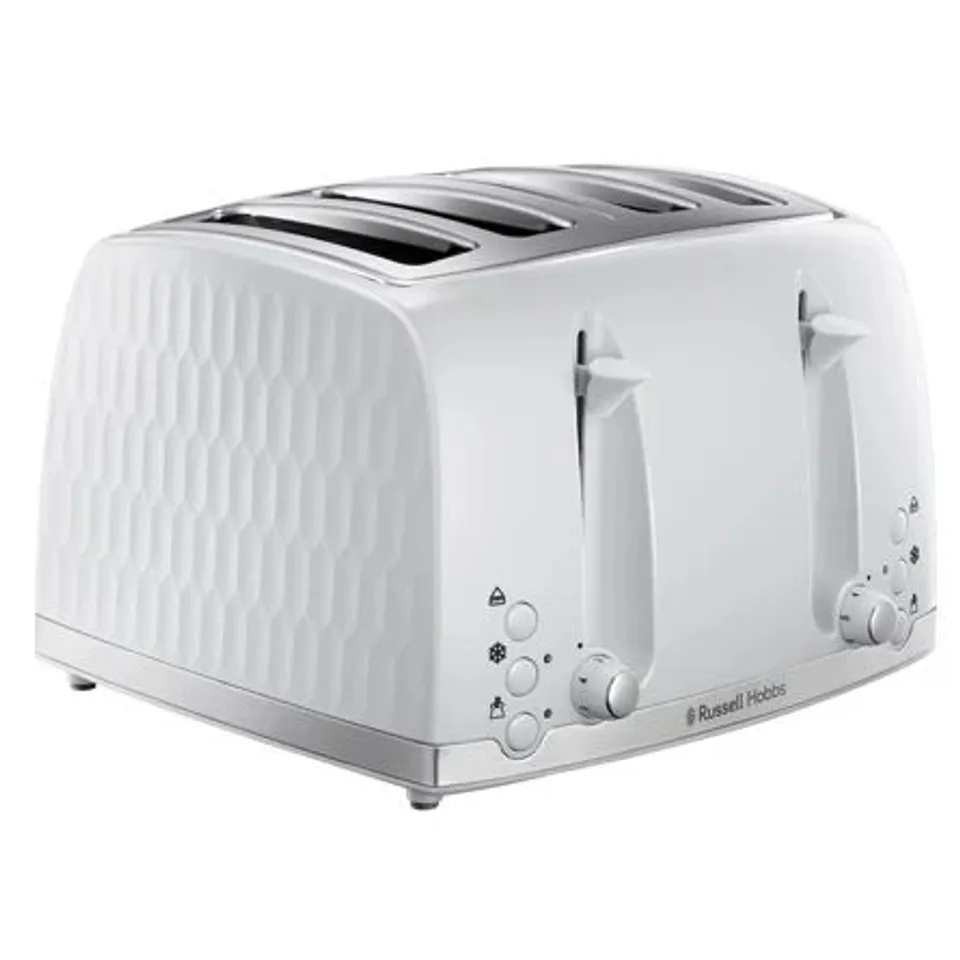 BOXED RUSSELL HOBBS HONEYCOMB 4 SLICE TOASTER, WHITE - MODEL: 26070