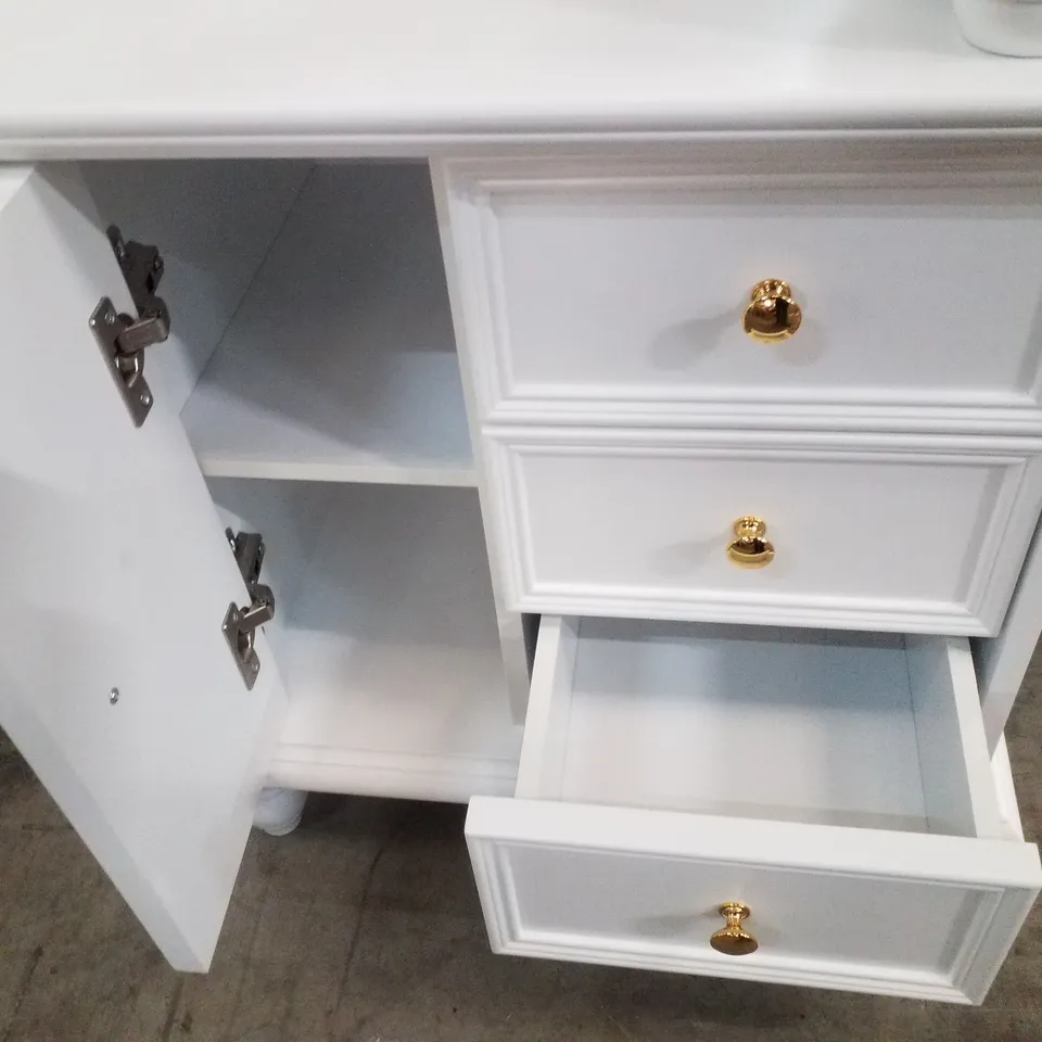 VANITY DESK WITH LIGHTED SLIDING MIRROR & HIDDEN SHELF 